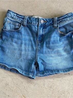 Denim&Co Light Blue Washed Jean Shorts High Waist Girls size 11-12